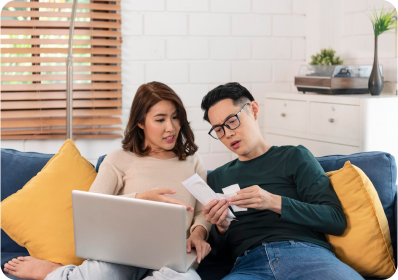 Couple looking at boxes