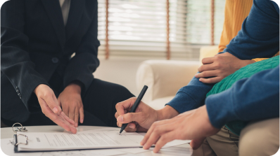People signing documents